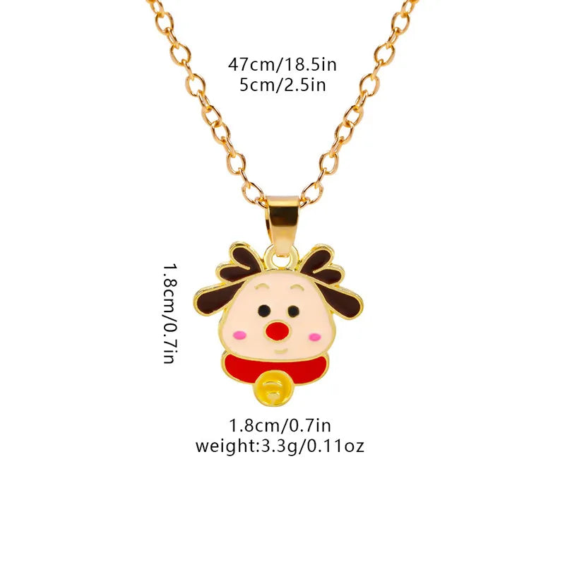 Christmas Elements Deer Santa Claus Alloy Pendant Necklace Christmas Socks Drop Oil Bell Pendant Best Friend Jewelry