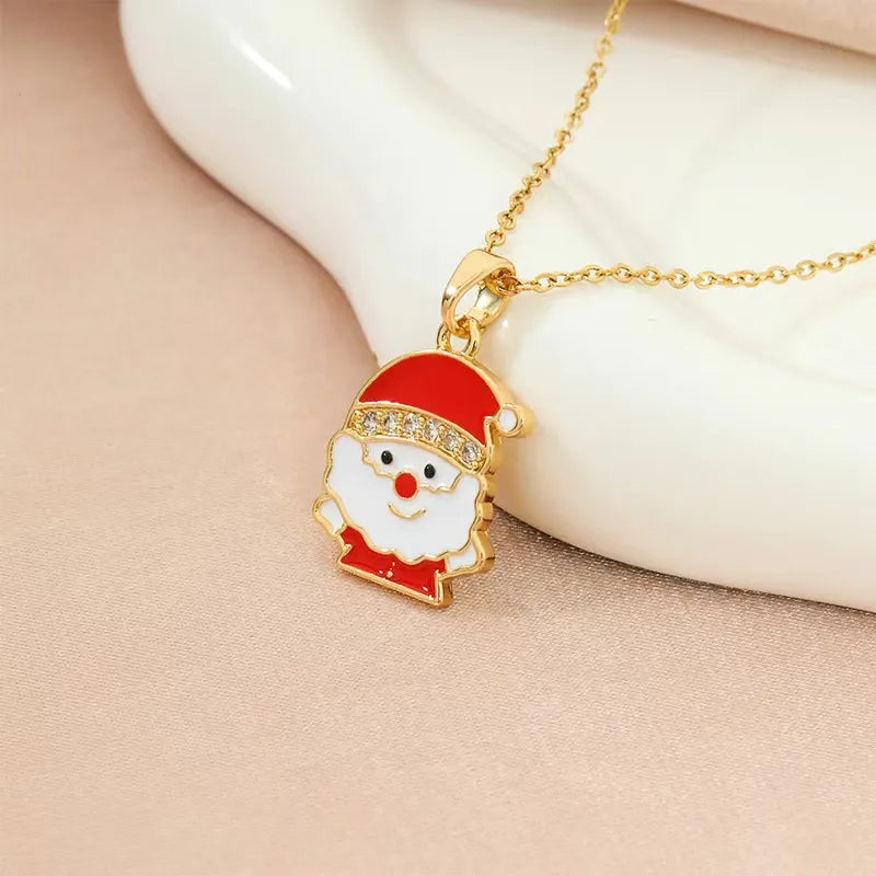 Titanium Steel Zirconia Pendant Necklace Women's Fashionable Versatile Micro-Set  Christmas Series