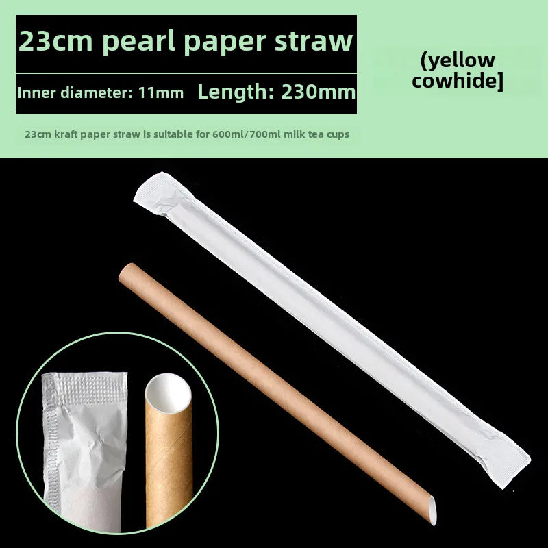 Degradable white yellow disposable single independent packaging environmental protection bubble tea food grade paper straw