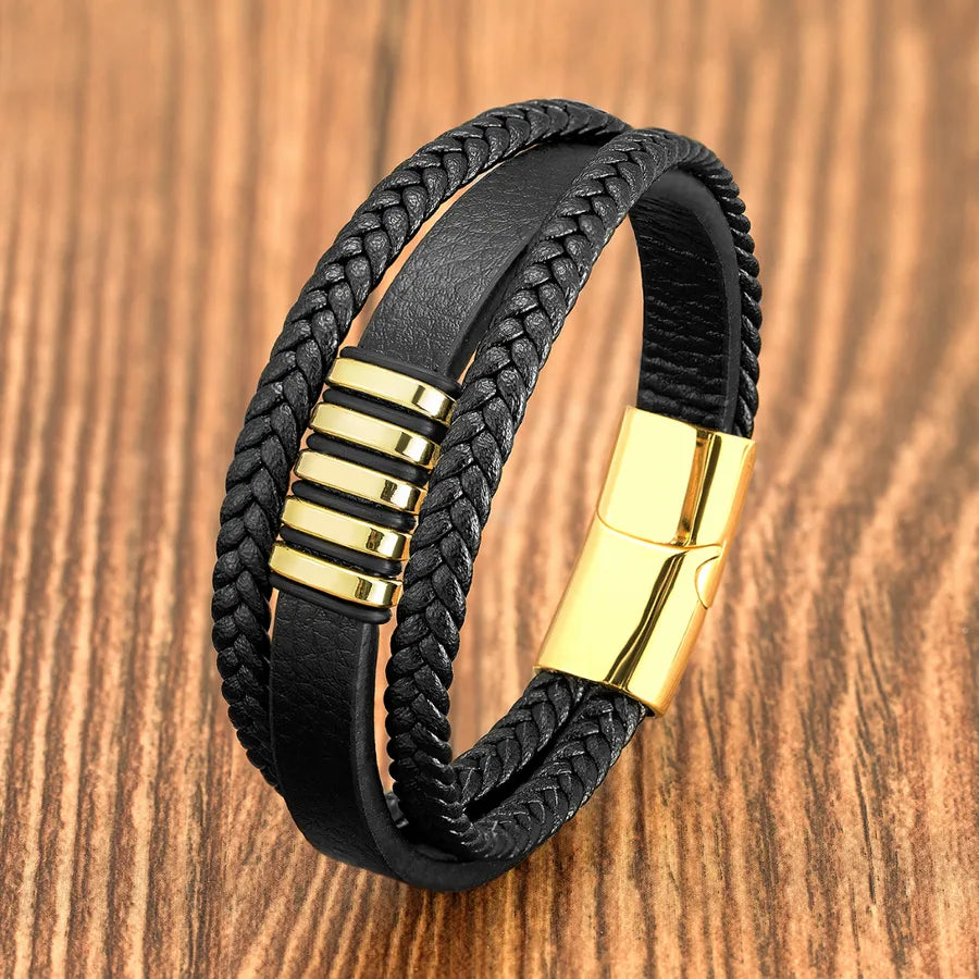 Classic Style Round 316 Stainless Steel  Handmade Men's Bracelets