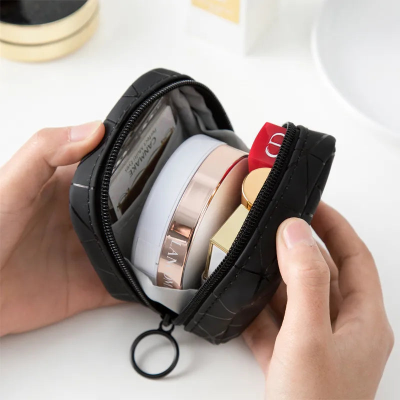 streetwear plaid pu leather square makeup bags
