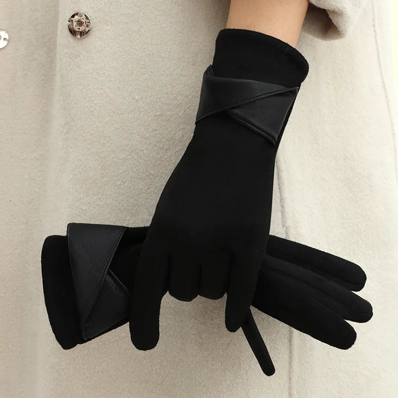 New Style Women's Winter Fashion Warm Gloves Touch Screen Compatible Fleece Lined Cycling Windproof Elegant Basic Style