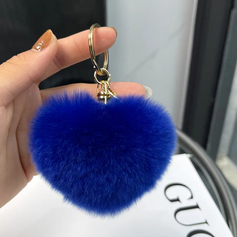 Classic Style Heart Shape Rex rabbit fur Bag Pendant Keychain