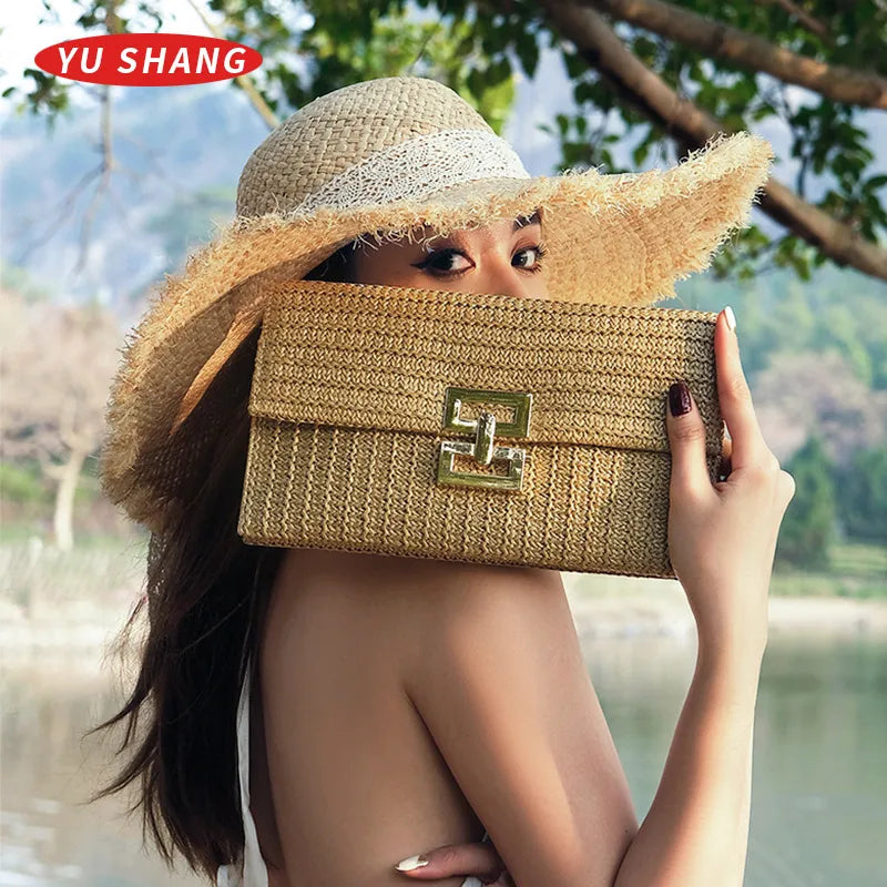Straw Bow Knot Straw Dumpling Shape Clutches