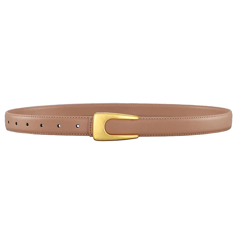 elegant u shape solid color alloy leather women's leather belts