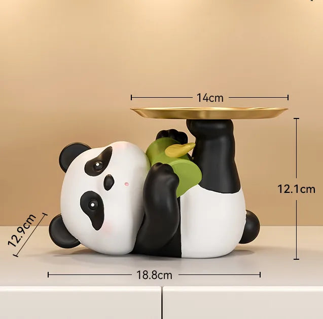 Cute panda decoration key storage living room home decoration creative gift wine cabinet entrance tray