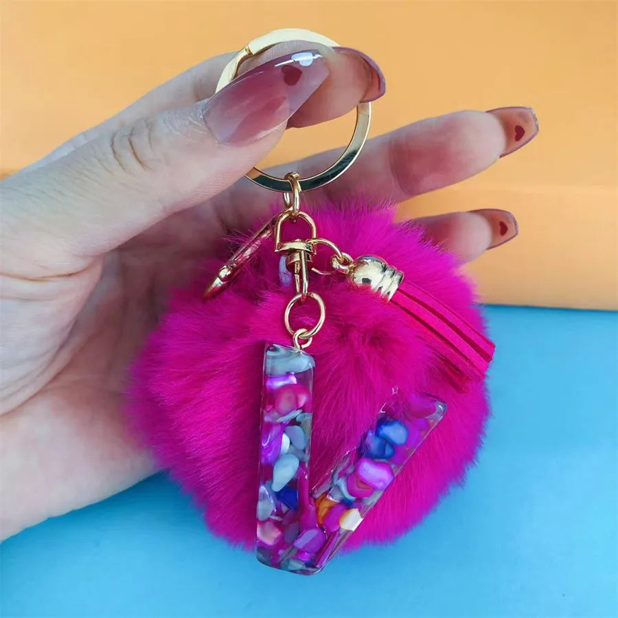 Simple Style Commute Letter Hairball Resin Unisex Bag Pendant Keychain