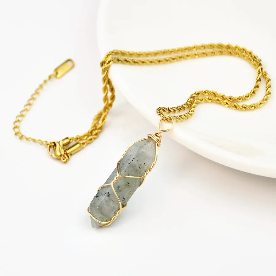 Simple Style Color Block natural stone Gold Plated Pendant Necklace In Bulk