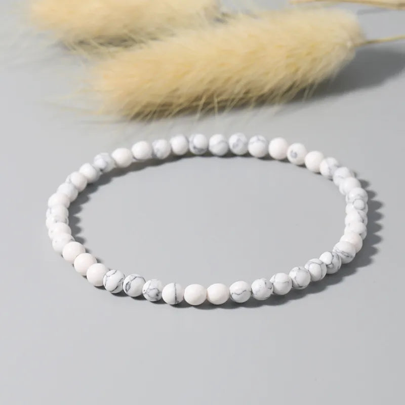 Explosions 4mm Natural Stone Mini Energy Bracelet Women's Gone Beads Semi-precious Stacked Jewelry Bracelet