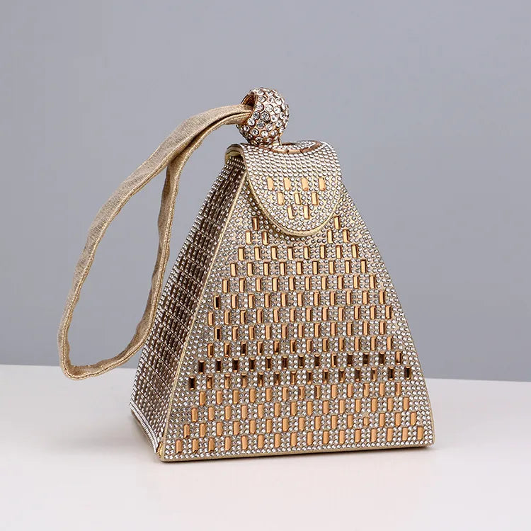 black gold silver pu leather solid color rhinestone evening bags