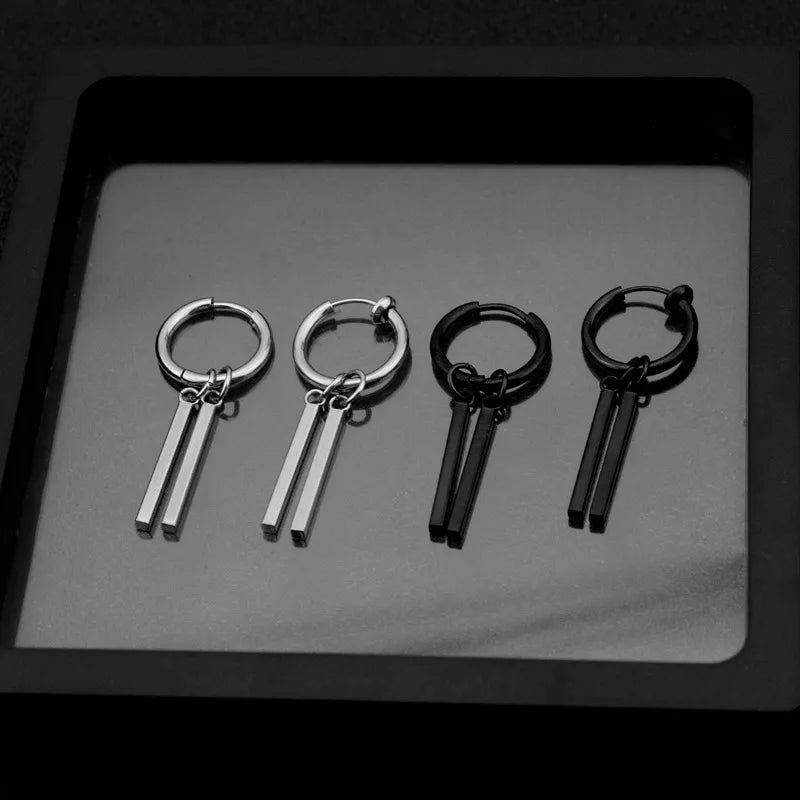 1 piece simple style geometric polishing stainless steel drop earrings