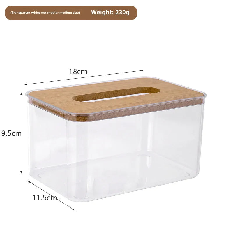 Composite board cover Nordic simple creative tissue box household living room coffee table tissue box transparent dining room tissue box