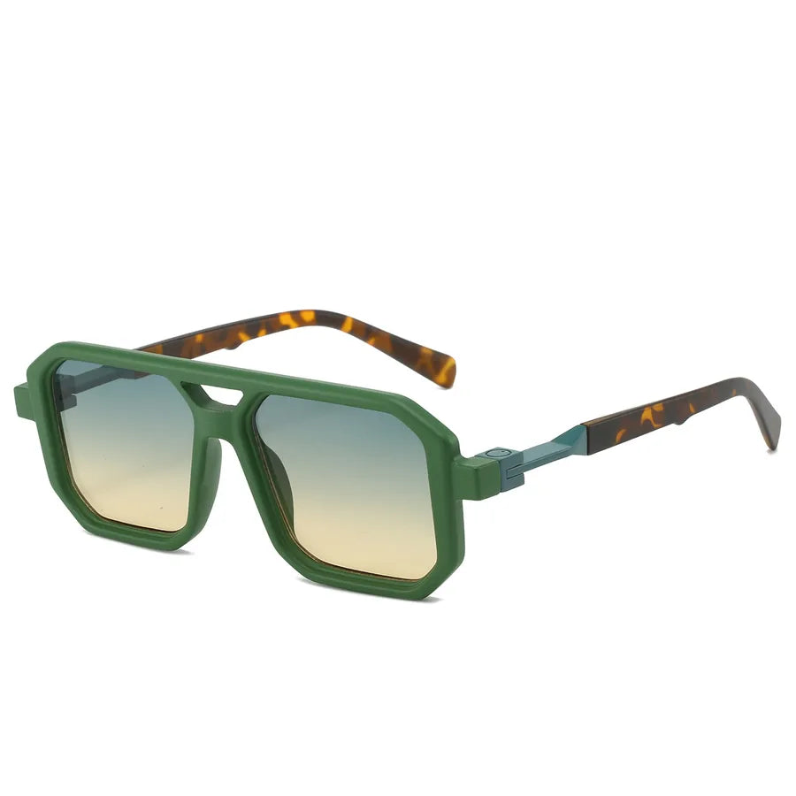 retro color block pc square full frame men's sunglasses