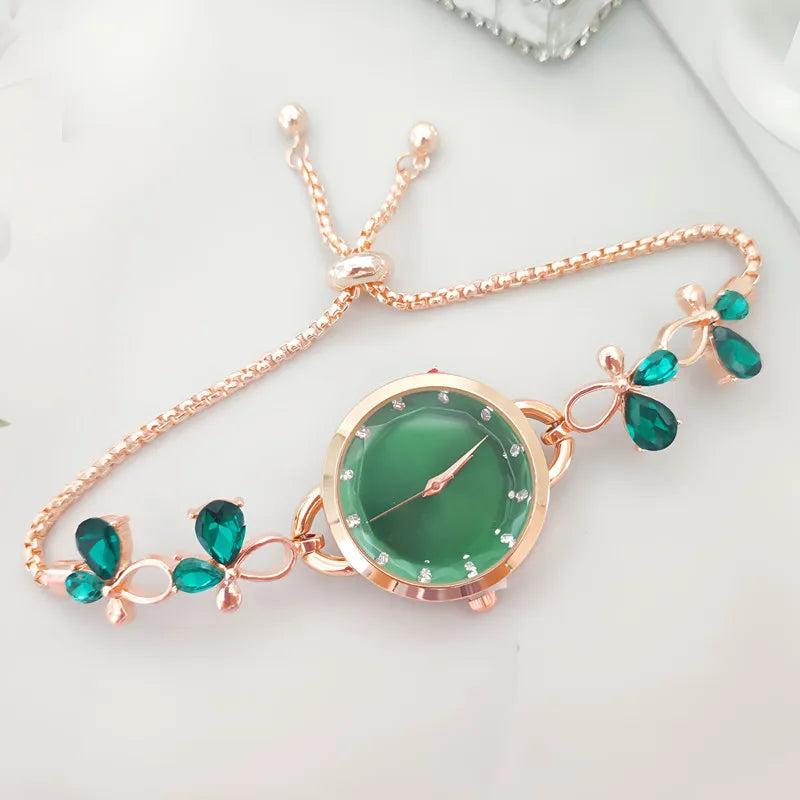 Korean Style Floral Telescopic Rope Quartz Women's Watches