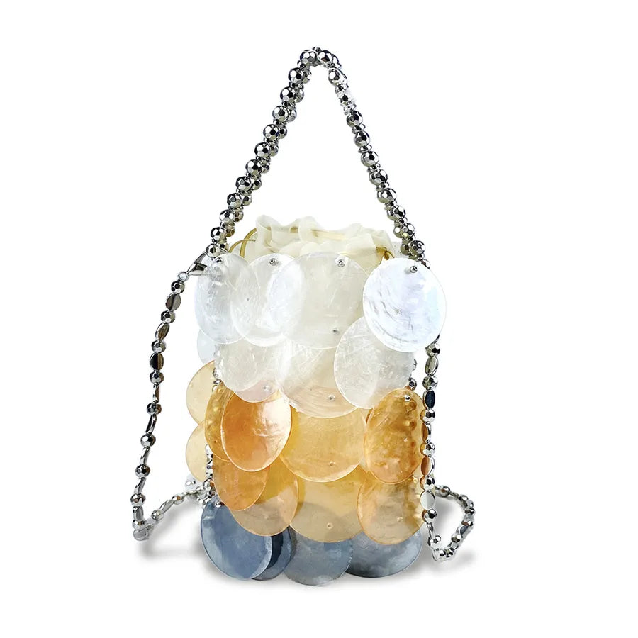 women's small shell patch geometric fashion shell open handbag