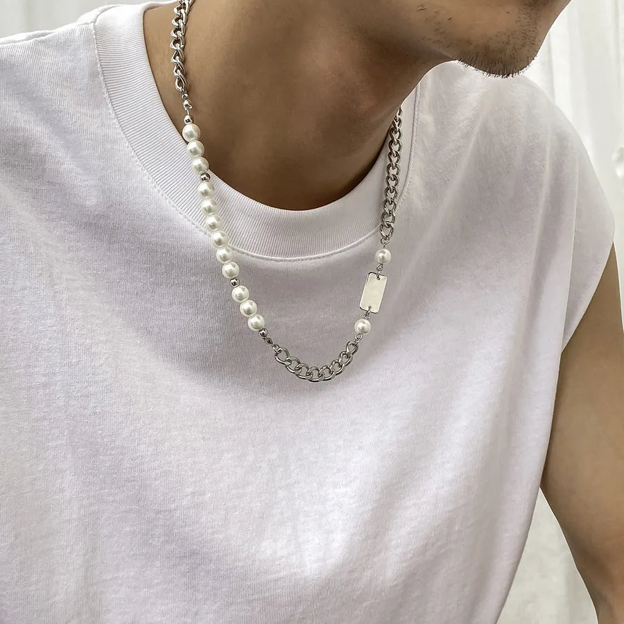 Simple Style Solid Color Alloy Men's Necklace
