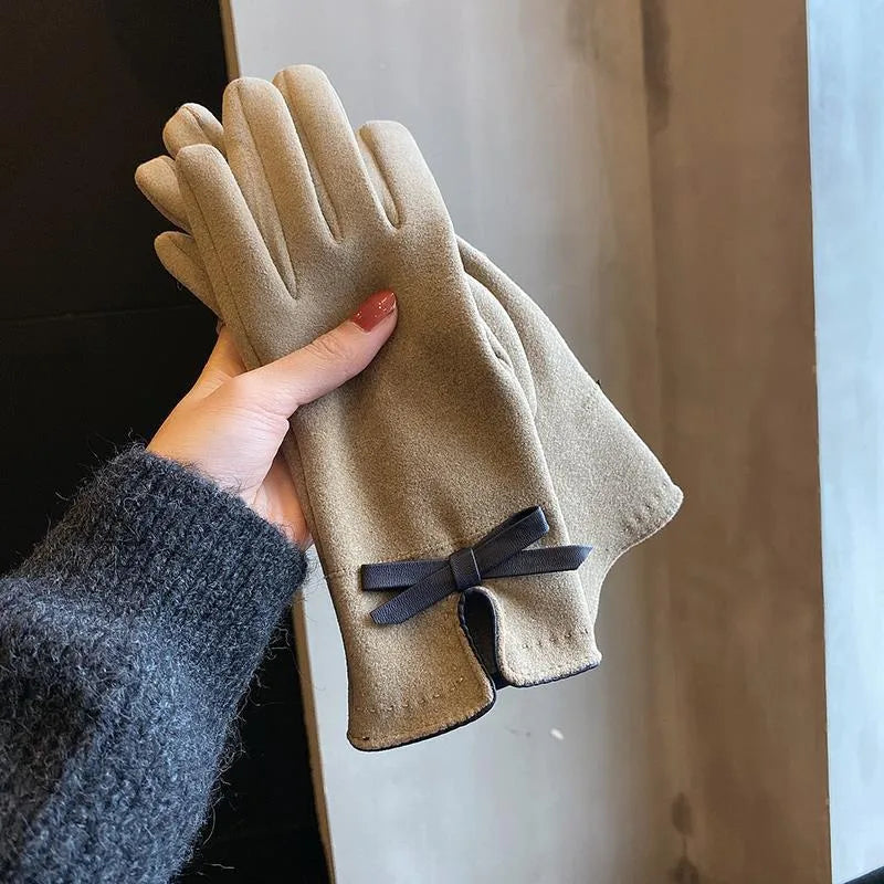 women's simple style solid color velvet polyester gloves 1 pair