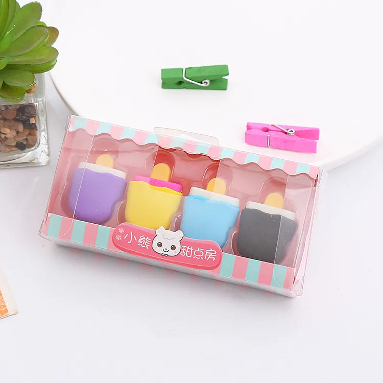 creative cartoon dessert lollipop boxed student eraser