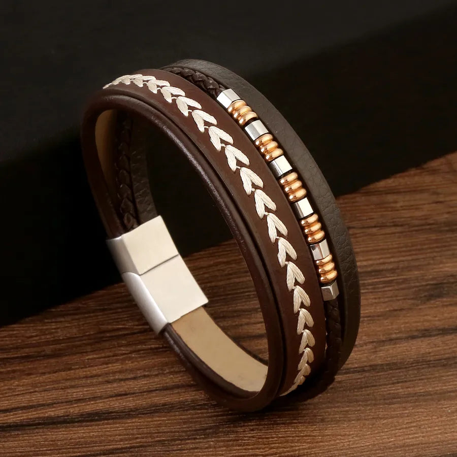 hip-hop retro grain stainless steel braid men's bangle