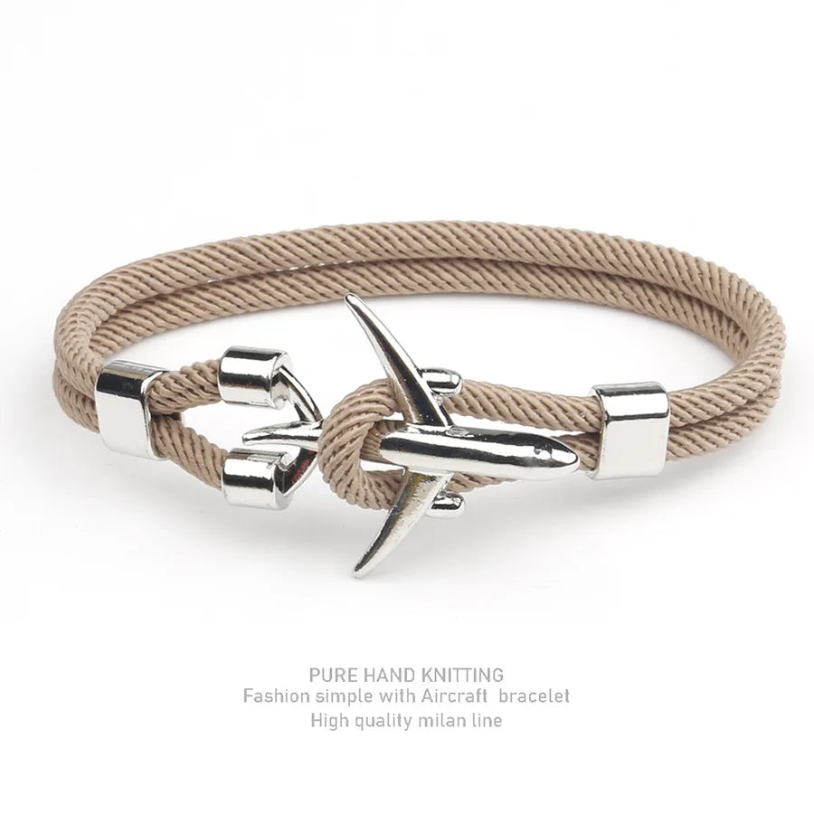simple style geometric alloy polyester plating men's bracelets