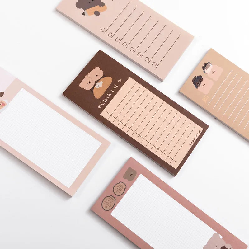korean style ins cookie bear notepad tearable portable notes left sticky notes memo small book