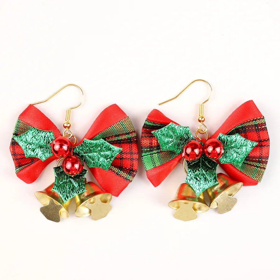 Mini Christmas Bell Butterfly Knot Cotton Fabric Earrings Women's Sweet Creative Festive Jewelry Animal Zodiac Design