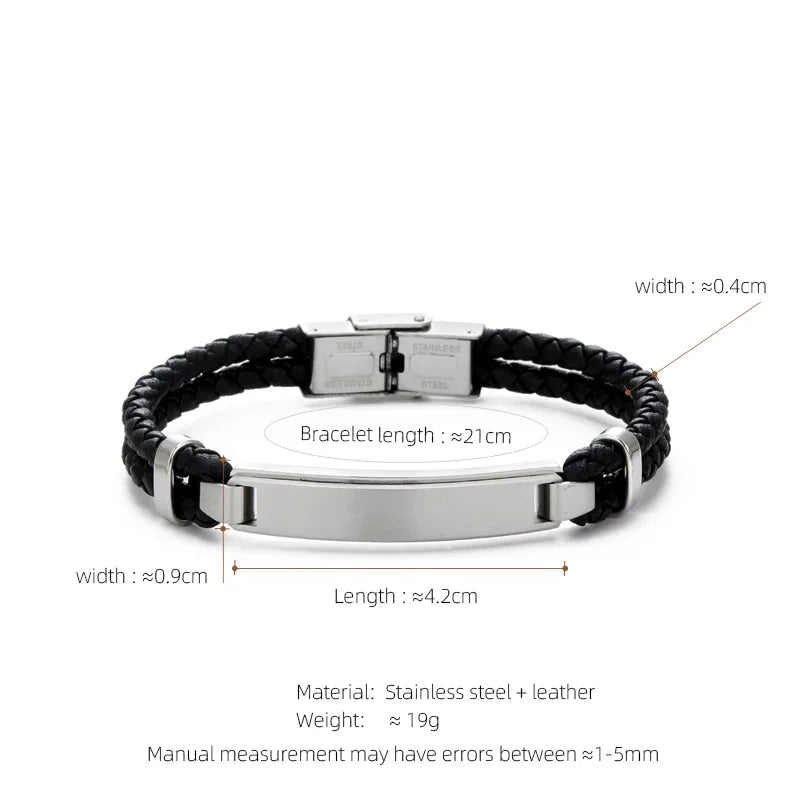 Casual Streetwear Geometric 304 Stainless Steel Pu Leather Braid 18K Gold Plated Men's Bracelets