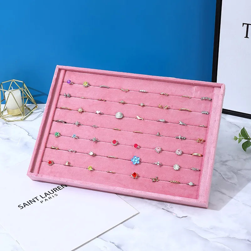 Casual Rectangle solid wood Flannel Jewelry Display Jewelry Rack