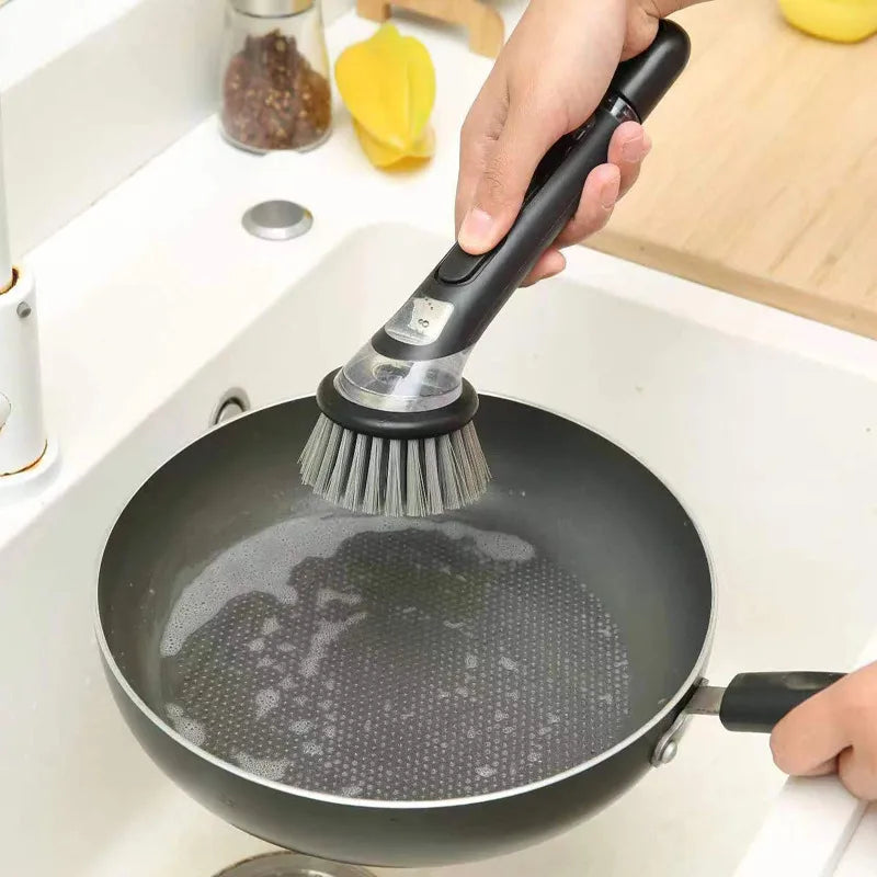 High quality long handle liquid washing pot brush stove dish cleaning brush kitchen household decontamination dishwashing brush long handle pot brush