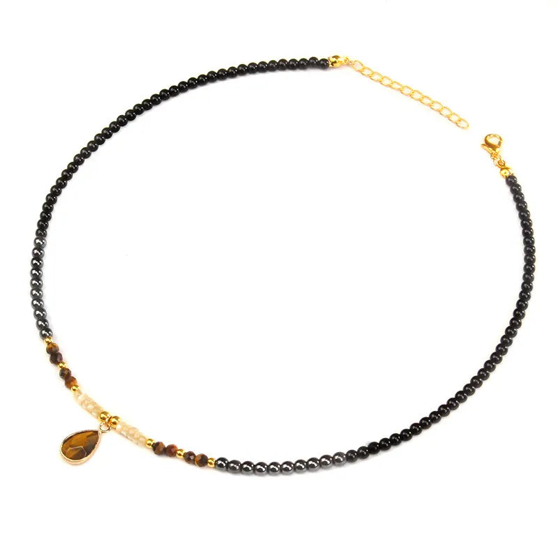 Elegant Geometric Alloy natural stone glass Pendant Necklace In Bulk