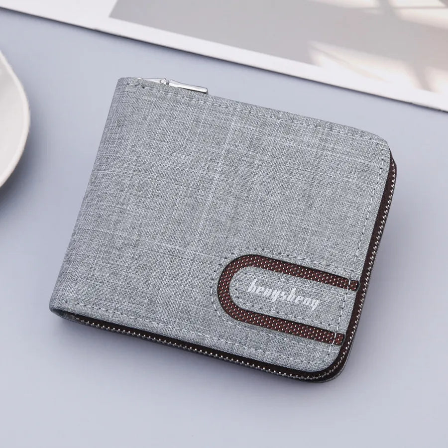 men's short wallet men wallet zipper wallet canvas small wallet multi-functional dollar multi-Card Factory
