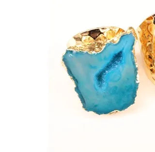 casual irregular agate brass natural stone wholesale open ring