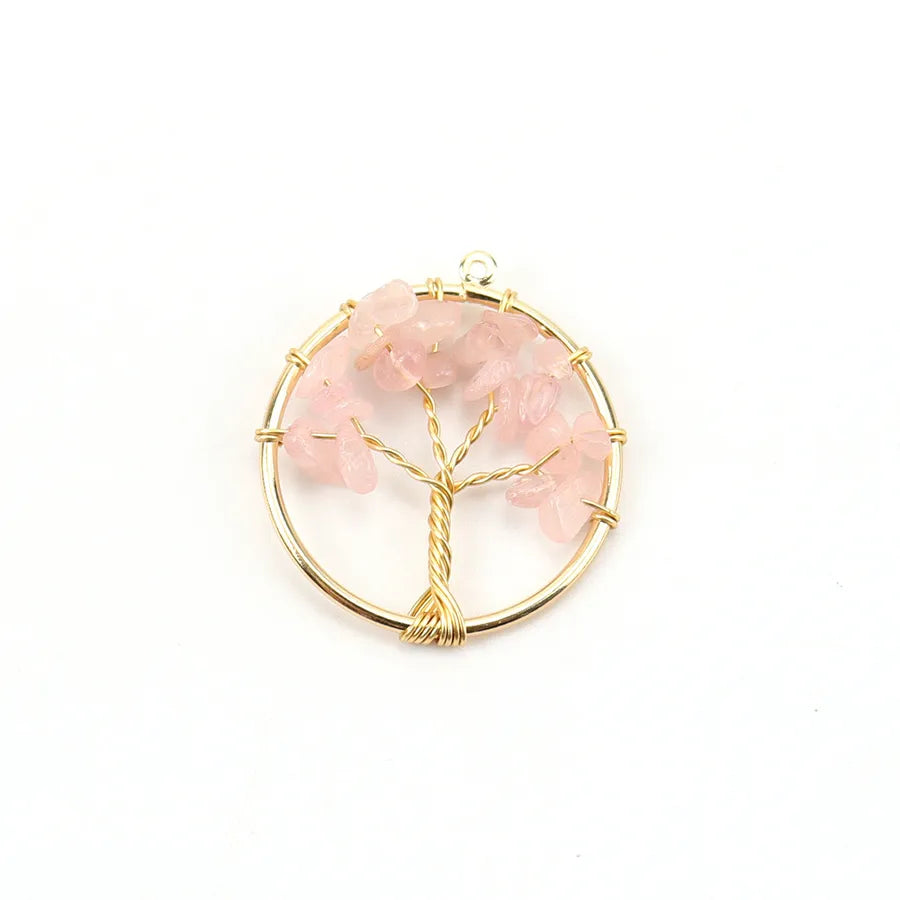 simple style lucky tree natural stone agate wholesale pendants