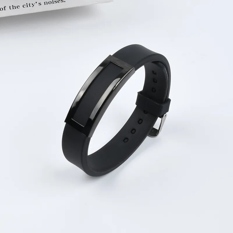 Retro Punk Geometric 201 Stainless Steel Silica Gel Plating Unisex wristband Men Cord & Leather Bracelets