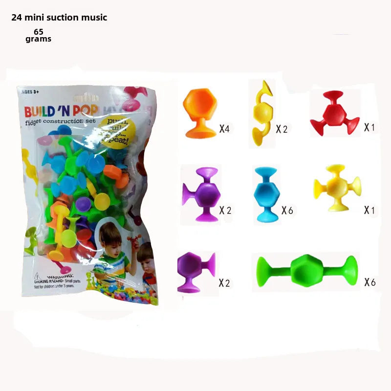 Hot Suction Cup Soft Building Blocks Suction Music Sticky Music Children's Educational DIY Variety Matching Building Blocks Toy