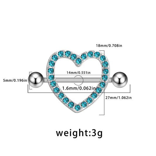 1 Piece Nipple Rings & Studs Hawaiian Sexy Tropical Heart Shape Floral Butterfly 316 Stainless Steel  Arylic Alloy Epoxy Plating Inlay Acrylic Rhinestones Zircon White Gold Plated nipple ring Nipple Rings & Studs