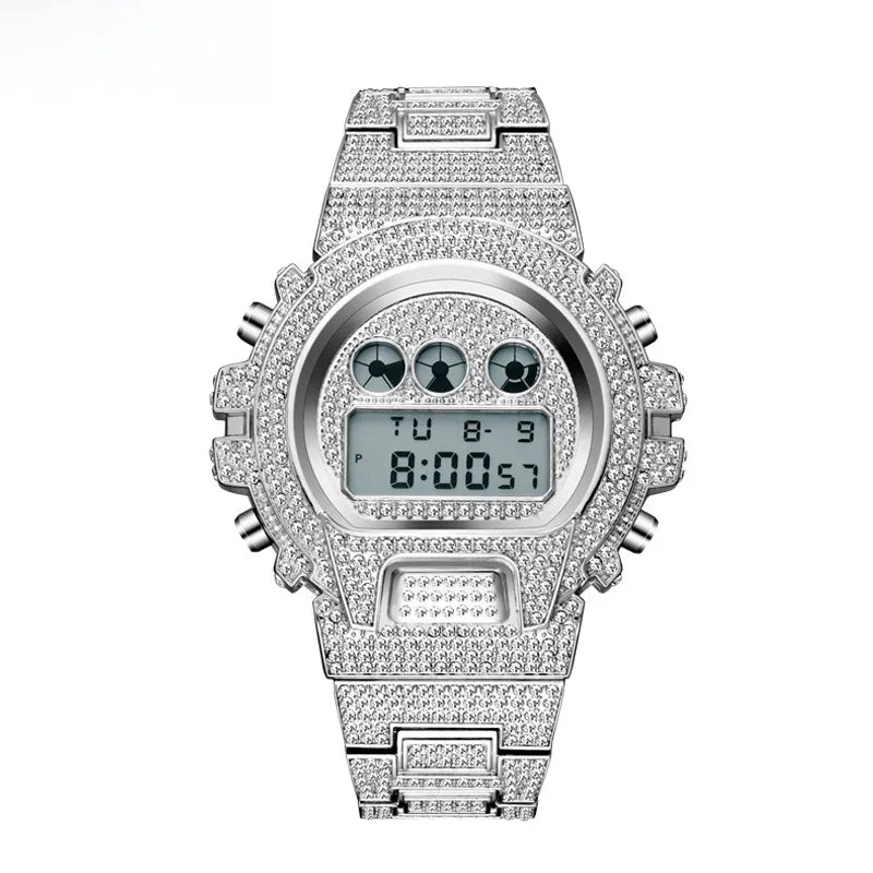 MISSFOX Japan Diamond Multi-function Fashion Electronic Watch High-end Full Diamond Waterproof Men's Watch Factory Outlet
