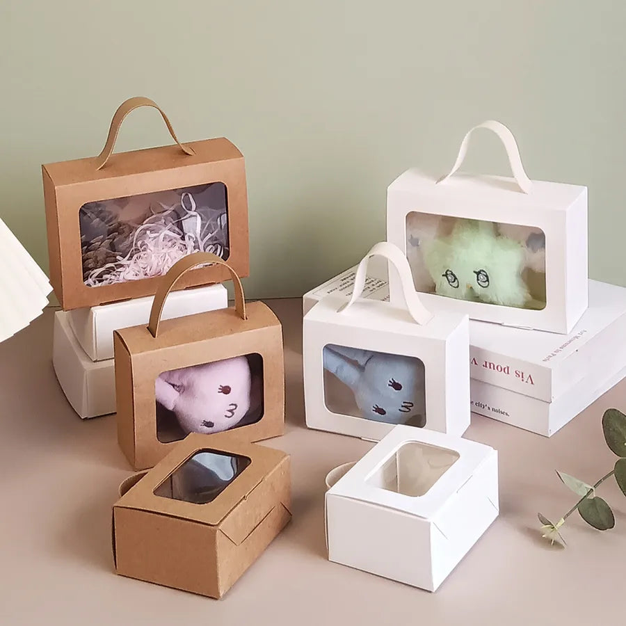 Creative Window Opening Gift Box Handheld Holiday Cookie Candy Box Small Present Box Souvenir Bag for Children's Birthday