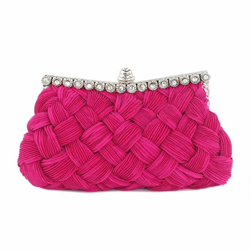 white red purple polyester solid color rhinestone dumpling shape evening bags
