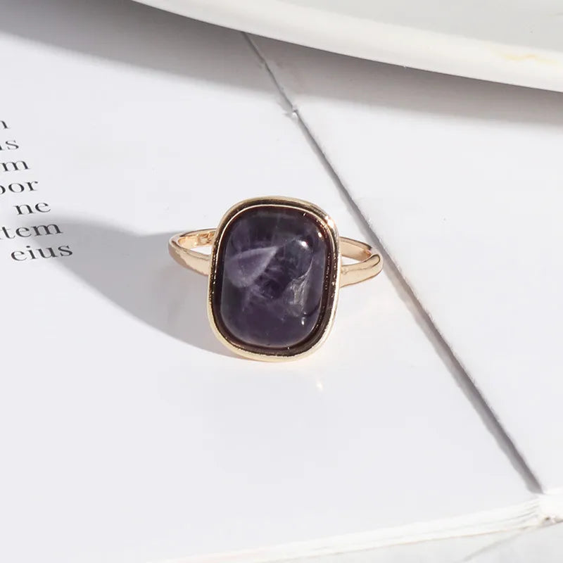 1 piece casual rectangle alloy plating inlay natural stone shell women's rings