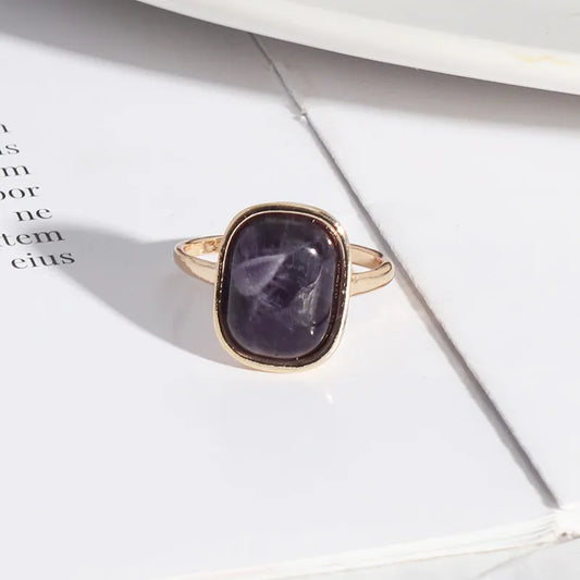 1 piece casual rectangle alloy plating inlay natural stone shell women's rings