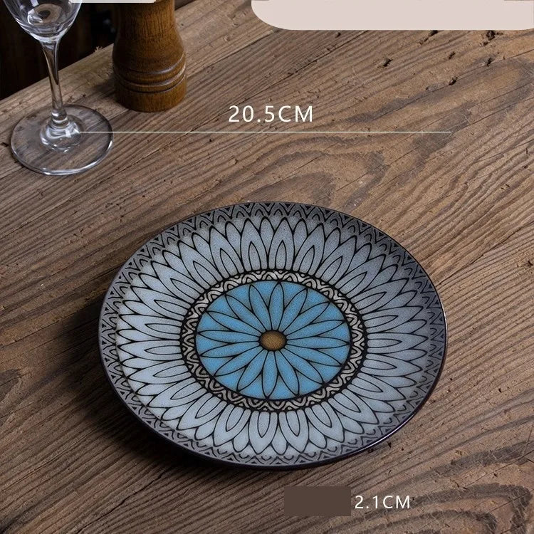 Retro Solid Color Flower ceramics Tableware 1 Piece