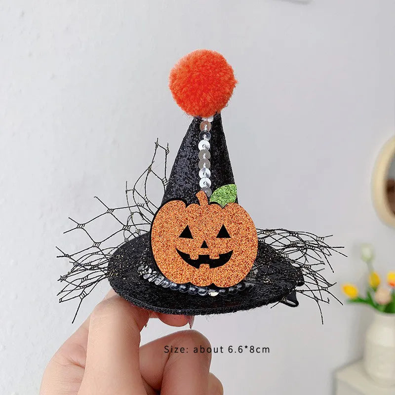 exaggerated funny halloween pattern pumpkin bow knot alloy cloth hair clip