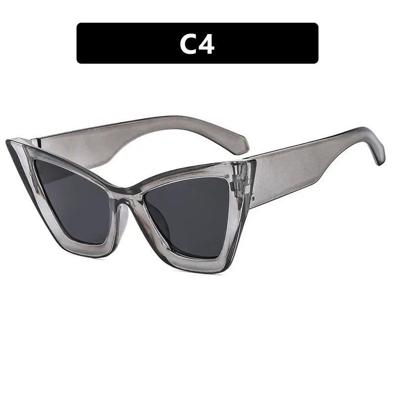 hip-hop exaggerated streetwear solid color ac cat eye full frame men's sunglasses