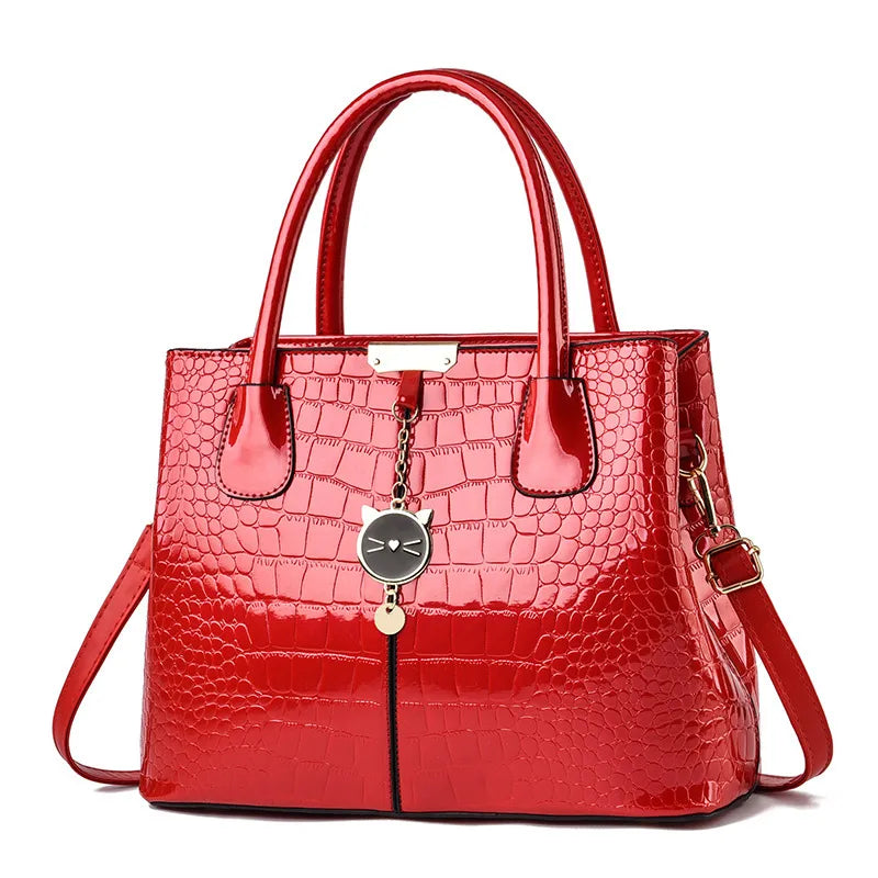 Bright Leather Women's Handbag  Autumn and Winter New Fashionable Mother's Bag Large Capacity Embossed Shoulder Crossbody Bag for Women
