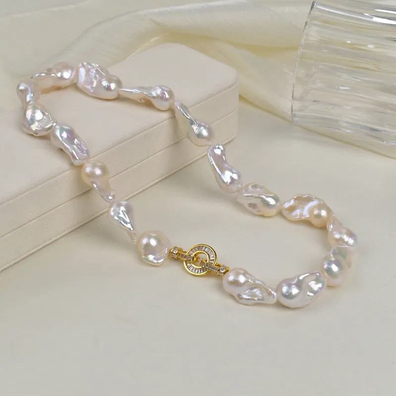 French Romantic Aurora Colorful Baroque Pearl Necklace Women Irregular Luxury Chic Clavicle Chain Natural Pearl Jewelry