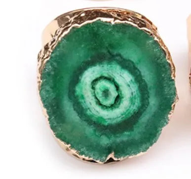 exaggerated irregular flower gem metal gold plated gem crystal wholesale open ring