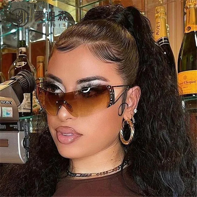 lady solid color ac square frameless women's sunglasses