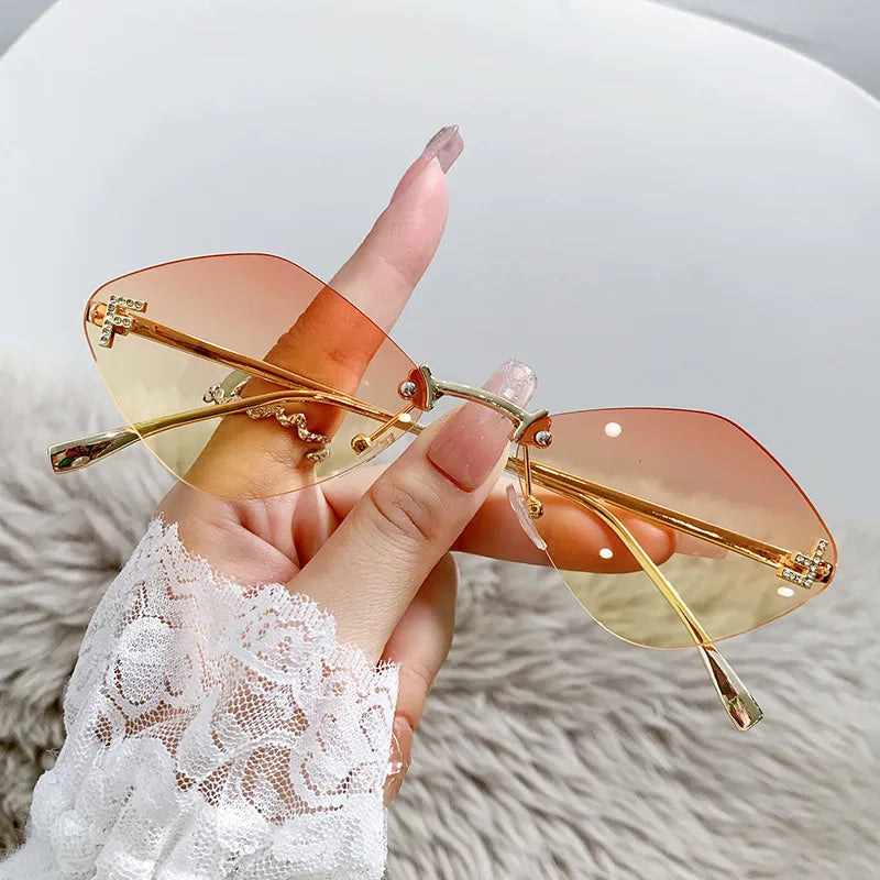 Basic Simple Style Solid Color Ac Special-Shaped Mirror Frameless Women's Sunglasses
