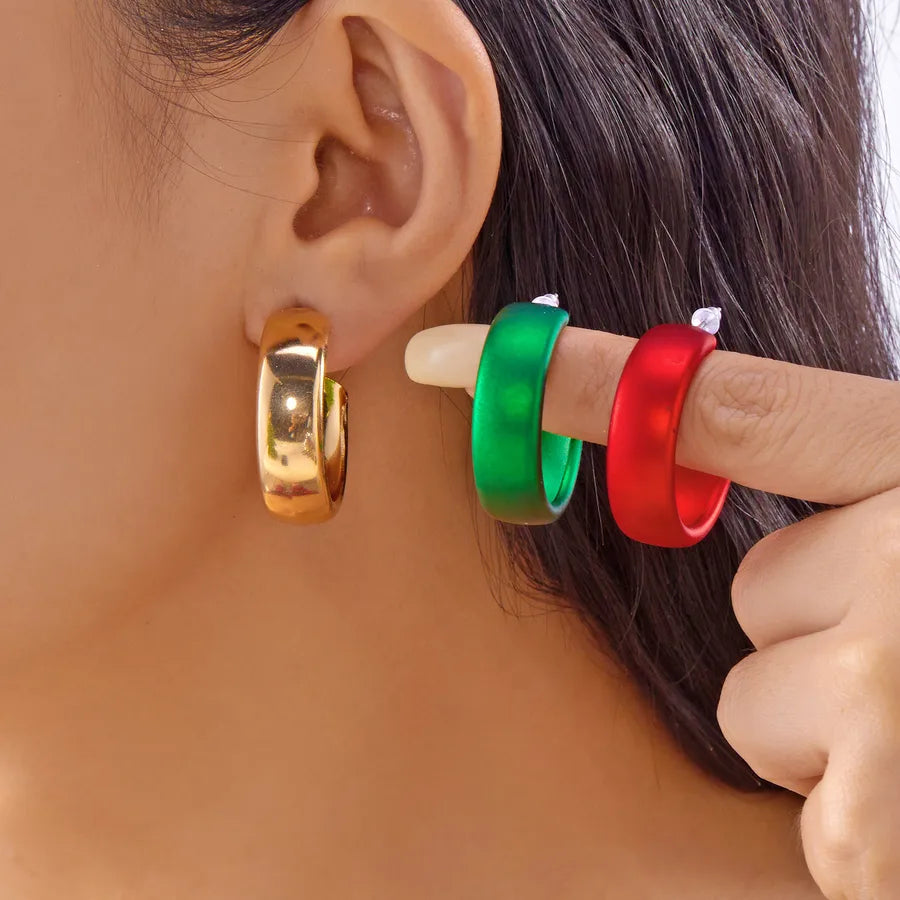 Christmas Themed Twisted Ear Cuff Earrings 3 Pairs Set Festive Red Green White Versatile Holiday Gift Unisex Zinc Alloy Resin